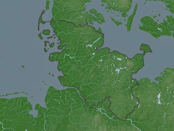 Schleswig Holstein State Germany Elevation Map Colored Wiki Style Lakes — Stock Photo, Image