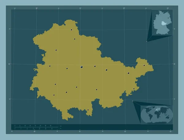 Thuringen Deelstaat Duitsland Stevige Kleurvorm Locaties Van Grote Steden Van — Stockfoto