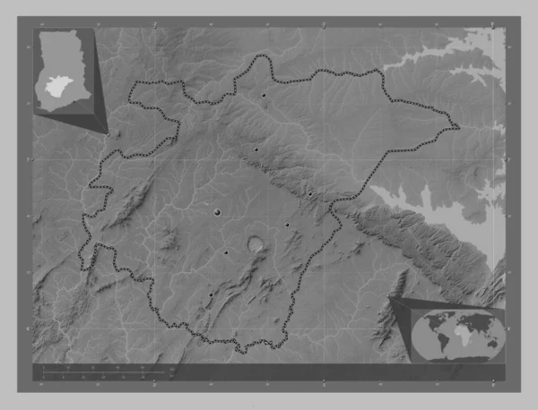 Ашанті Район Гани Граймасштабна Мапа Висот Озерами Річками Розташування Великих — стокове фото