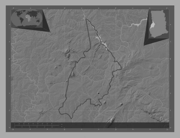 Bono Región Ghana Mapa Elevación Bilevel Con Lagos Ríos Mapas —  Fotos de Stock