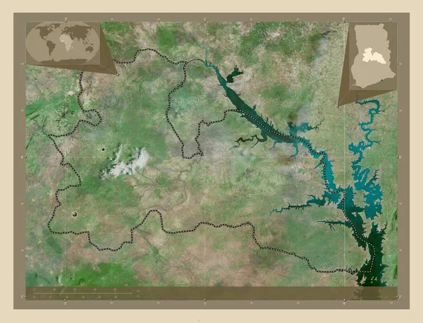 Bono East Regione Del Ghana Mappa Satellitare Alta Risoluzione Località — Foto Stock
