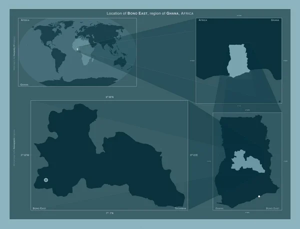 Bono Este Región Ghana Diagrama Que Muestra Ubicación Región Mapas — Foto de Stock
