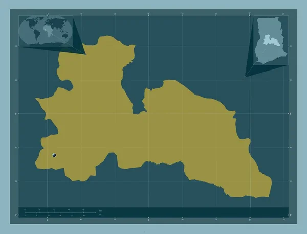 Bono Leste Região Gana Forma Cor Sólida Mapa Localização Auxiliar — Fotografia de Stock