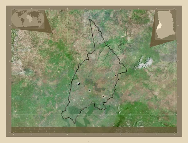 Bono Ghána Régió Nagy Felbontású Műholdas Térkép Régió Nagyvárosainak Elhelyezkedése — Stock Fotó