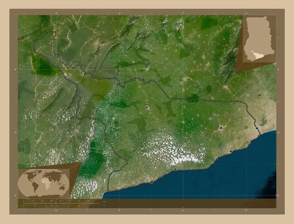 Κεντρική Περιοχή Γκάνα Δορυφορικός Χάρτης Χαμηλής Ανάλυσης Τοποθεσίες Μεγάλων Πόλεων — Φωτογραφία Αρχείου