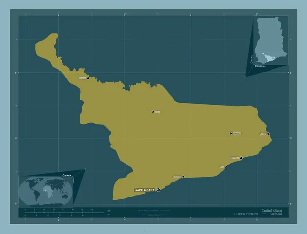 Centraal Regio Ghana Stevige Kleurvorm Locaties Namen Van Grote Steden — Stockfoto