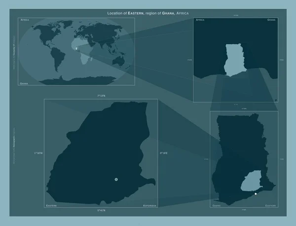 Східний Регіон Гани Діаграма Показує Розташування Регіону Мапах Великого Масштабу — стокове фото