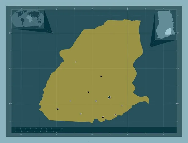 Östra Delen Ghana Fast Färgform Platser För Större Städer Regionen — Stockfoto