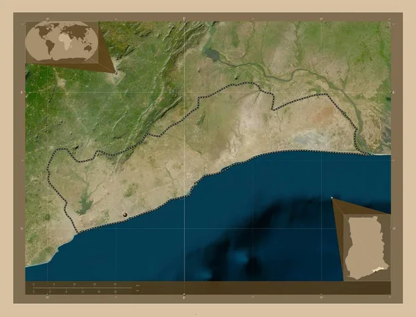 Μεγαλύτερη Άκρα Περιοχή Της Γκάνα Δορυφορικός Χάρτης Χαμηλής Ανάλυσης Γωνιακοί — Φωτογραφία Αρχείου