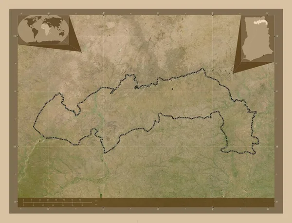 Severovýchod Oblast Ghana Satelitní Mapa Nízkým Rozlišením Umístění Velkých Měst — Stock fotografie