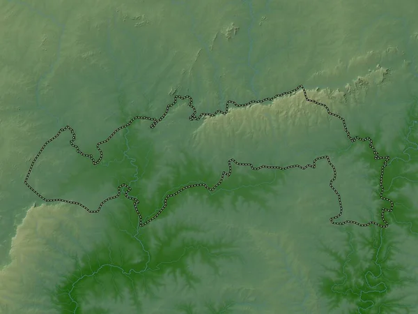 北東部 ガーナの地域 湖や川と色の標高マップ — ストック写真