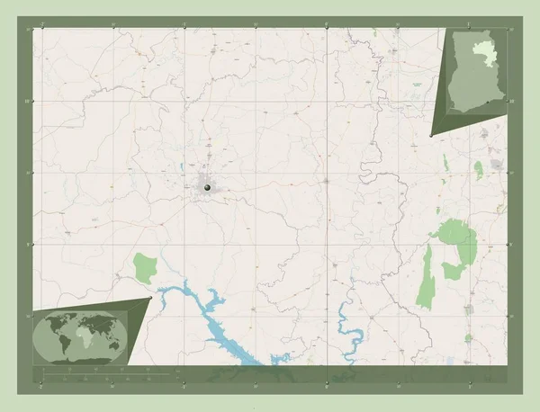 Północny Region Ghany Otwórz Mapę Ulic Pomocnicze Mapy Położenia Narożnika — Zdjęcie stockowe