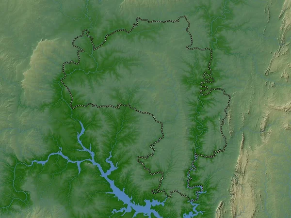 Północny Region Ghany Kolorowa Mapa Wzniesień Jeziorami Rzekami — Zdjęcie stockowe