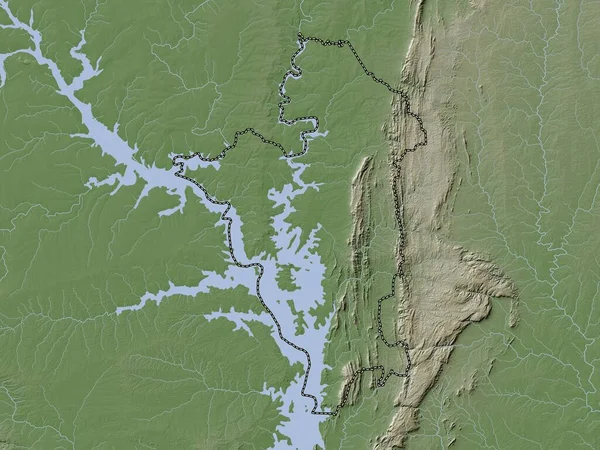 Oti Region Ghany Mapa Wzniesień Kolorowa Stylu Wiki Jeziorami Rzekami — Zdjęcie stockowe