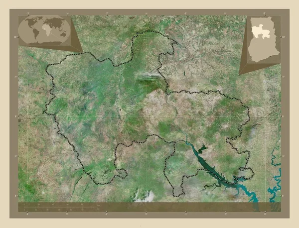 ガーナのサバンナ 高解像度衛星地図 コーナー補助位置図 — ストック写真