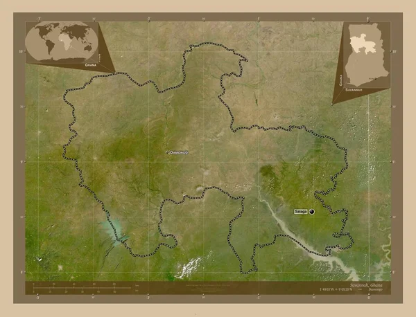 Σαβάνα Περιοχή Γκάνα Δορυφορικός Χάρτης Χαμηλής Ανάλυσης Τοποθεσίες Και Ονόματα — Φωτογραφία Αρχείου