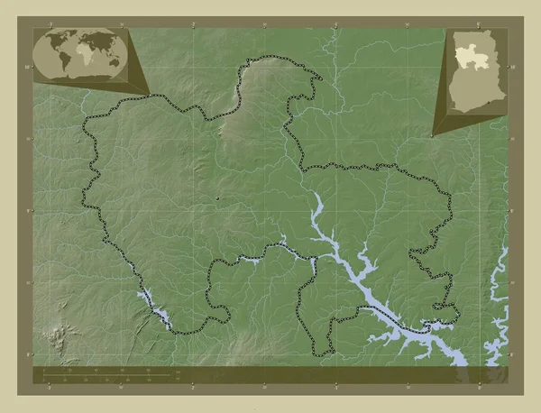 Savannah Region Ghany Mapa Wzniesień Kolorowa Stylu Wiki Jeziorami Rzekami — Zdjęcie stockowe