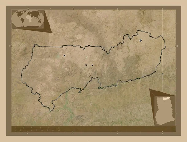 Верхний Восток Район Ганы Карта Спутника Низкого Разрешения Места Расположения — стоковое фото