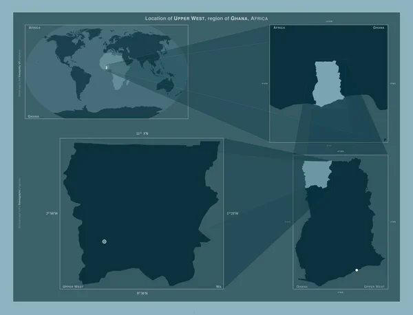가나의 지역이었습니다 도표는 규모의 지도에서 지역의 위치를 줍니다 프레임 Png — 스톡 사진