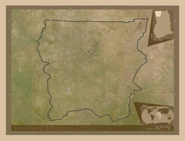 Upper West Región Ghana Mapa Satelital Baja Resolución Ubicaciones Nombres —  Fotos de Stock
