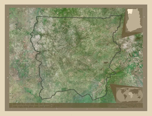 Felső Nyugat Ghána Régió Nagy Felbontású Műholdas Térkép Saroktérképek Kiegészítő — Stock Fotó
