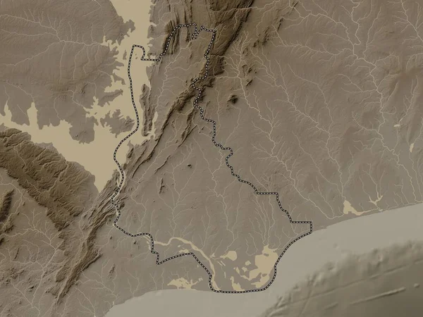 Вольта Район Ганы Карта Высот Окрашенная Сепиевые Тона Озерами Реками — стоковое фото