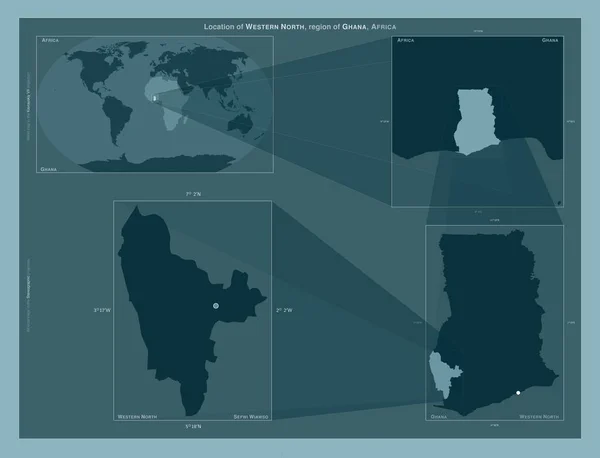 가나의 지역이었습니다 도표는 규모의 지도에서 지역의 위치를 줍니다 프레임 Png — 스톡 사진