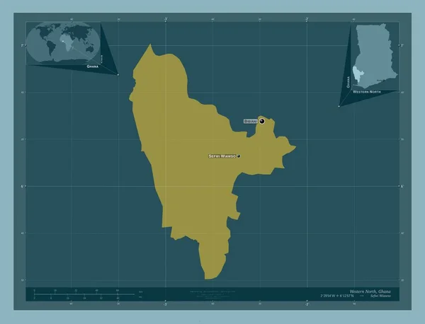Nord Ovest Regione Del Ghana Forma Tinta Unita Località Nomi — Foto Stock
