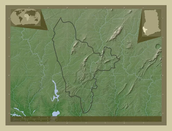 Norte Ocidental Região Gana Mapa Elevação Colorido Estilo Wiki Com — Fotografia de Stock