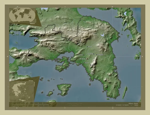 Atene Amministrazione Decentrata Della Grecia Mappa Elevazione Colorata Stile Wiki — Foto Stock