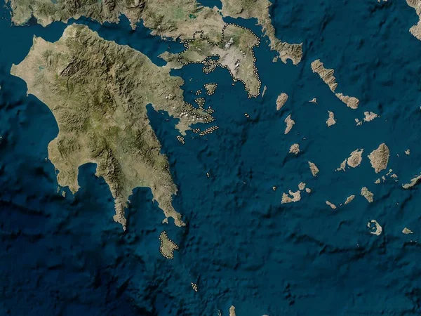 Attica Greklands Decentraliserade Förvaltning Lågupplöst Satellitkarta — Stockfoto