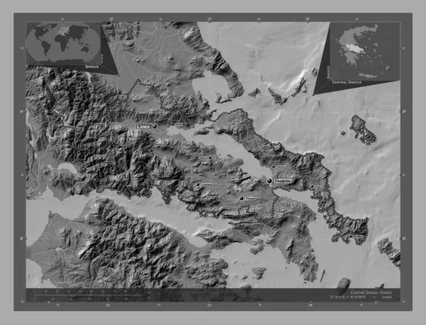 Центральна Греція Децентралізоване Управління Грецією Білевелівська Карта Висот Озерами Річками — стокове фото