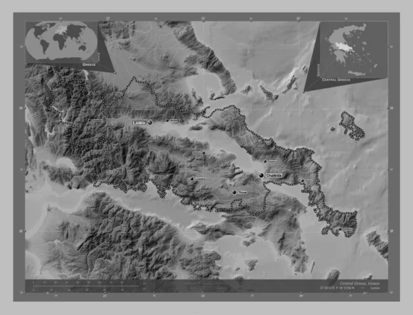 Центральна Греція Децентралізоване Управління Грецією Граймасштабна Мапа Висот Озерами Річками — стокове фото