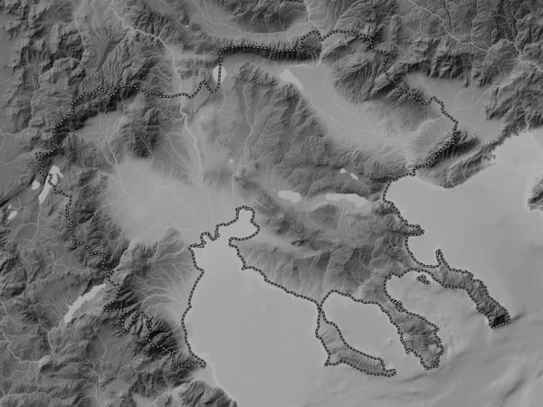 Central Macedonia Decentralized Administration Greece Grayscale Elevation Map Lakes Rivers — Stock Photo, Image