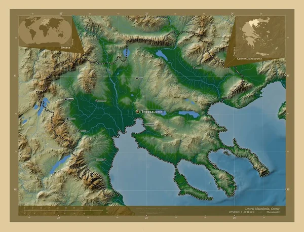 Macédoine Centrale Administration Décentralisée Grèce Carte Altitude Colorée Avec Lacs — Photo