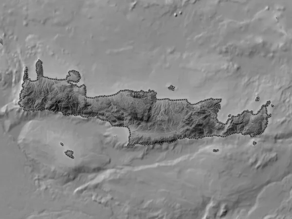Creta Administración Descentralizada Grecia Mapa Elevación Escala Grises Con Lagos — Foto de Stock