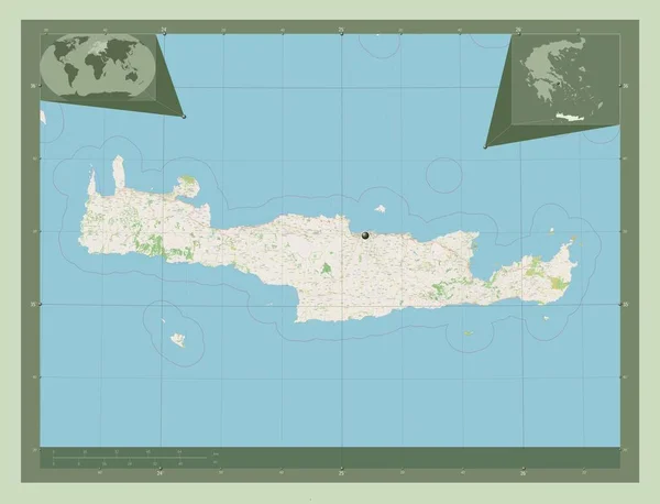 Κρήτη Αποκεντρωμένη Διοίκηση Της Ελλάδας Χάρτης Του Δρόμου Γωνιακοί Χάρτες — Φωτογραφία Αρχείου