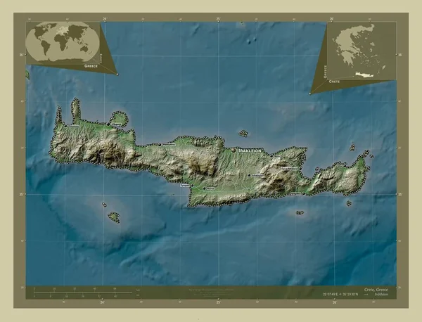 Creta Administración Descentralizada Grecia Mapa Elevación Coloreado Estilo Wiki Con — Foto de Stock