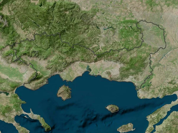 Macedonia Orientale Tracia Amministrazione Decentrata Della Grecia Mappa Satellitare Alta — Foto Stock