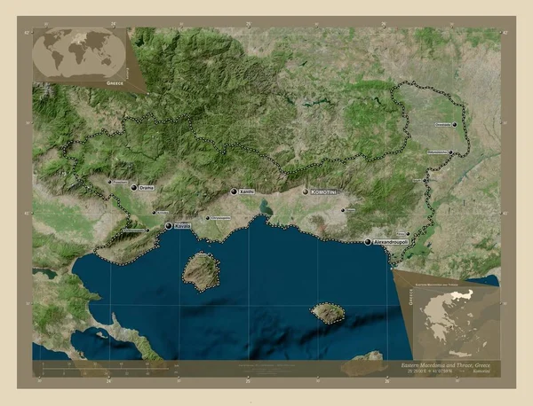 Östra Makedonien Och Thrakien Decentraliserad Förvaltning Grekland Högupplöst Satellitkarta Platser — Stockfoto