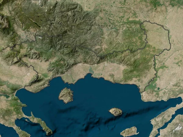 Wschodnia Macedonia Tracja Zdecentralizowana Administracja Grecji Mapa Satelitarna Niskiej Rozdzielczości — Zdjęcie stockowe