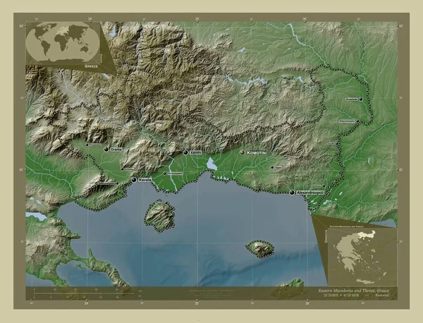 Oost Macedonië Thracië Gedecentraliseerd Bestuur Van Griekenland Hoogtekaart Gekleurd Wiki — Stockfoto