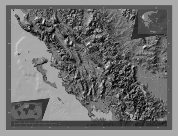 Epirus Decentralizovaná Správa Řecka Mapa Nadmořské Výšky Jezery Řekami Umístění — Stock fotografie