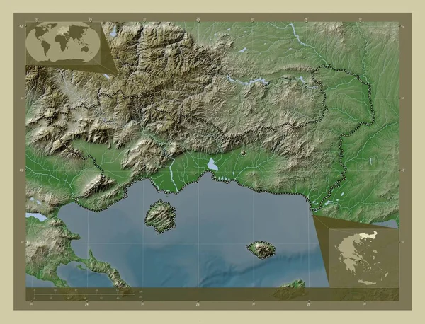 Eastern Macedonia Thrace Decentralized Administration Greece Elevation Map Colored Wiki — Stock Photo, Image