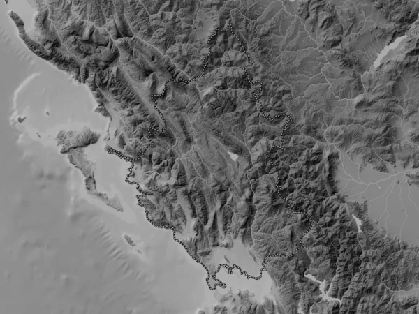Epirus Decentralized Administration Greece Grayscale Elevation Map Lakes Rivers — Stock Photo, Image