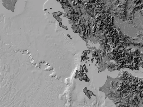 Insulele Ionice Administrația Descentralizată Greciei Harta Altitudinii Bilevelelor Lacuri Râuri — Fotografie, imagine de stoc