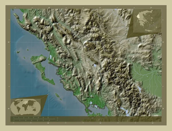 Epiro Amministrazione Decentrata Della Grecia Mappa Elevazione Colorata Stile Wiki — Foto Stock