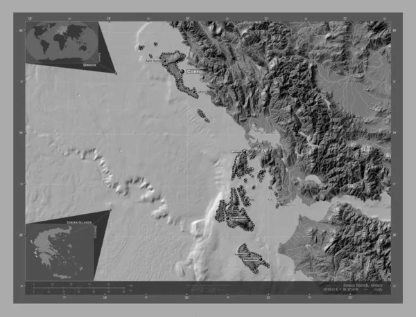 Ilhas Jónicas Administração Descentralizada Grécia Bilevel Mapa Elevação Com Lagos — Fotografia de Stock