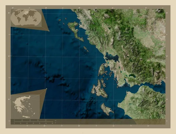 Ионические Острова Децентрализованная Администрация Греции Спутниковая Карта Высокого Разрешения Места — стоковое фото