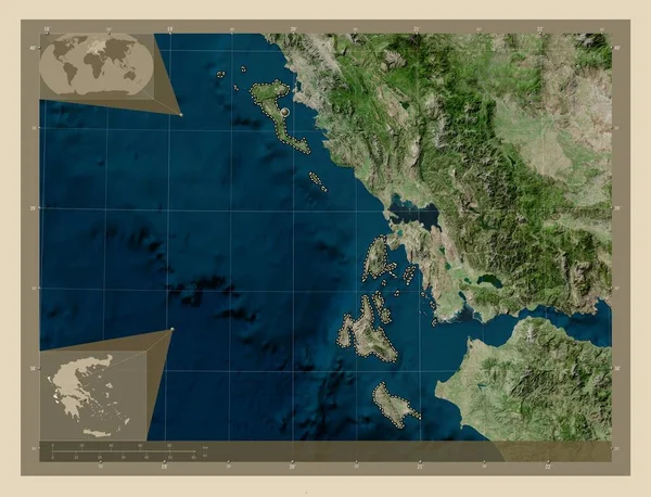 Ионические Острова Децентрализованная Администрация Греции Спутниковая Карта Высокого Разрешения Вспомогательные — стоковое фото
